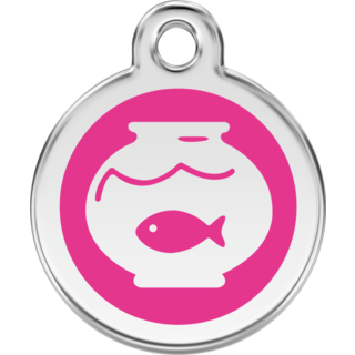 Red Dingo Enamel Fish Bowl Tag - Hot Pink  - Lifetime Guarantee - Cat, Dog, Pet ID Tag Engraved
