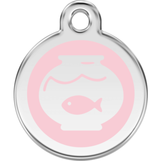 Red Dingo Enamel Fish Bowl Tag - Light Pink  - Lifetime Guarantee - Cat, Dog, Pet ID Tag Engraved