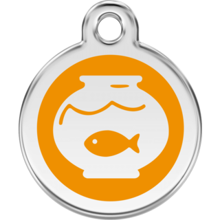 Red Dingo Fish Bowl Tag - Orange - Small - Lifetime Guarantee - Cat, Dog, Pet ID Tag Engraved