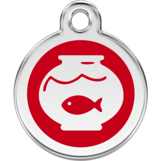 Red Dingo Enamel Fish Bowl Tag - Red  - Lifetime Guarantee - Cat, Dog, Pet ID Tag Engraved