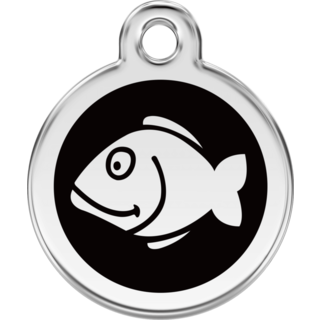 Red Dingo Enamel Fish Tag - Black - Lifetime Guarantee - Small