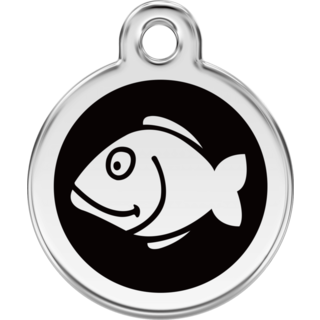 Red Dingo Enamel Fish Tag - Black - Lifetime Guarantee - Cat, Dog, Pet ID Tag Engraved