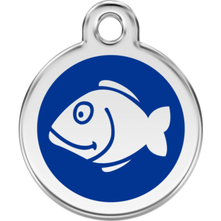 Red Dingo Enamel Fish Tag - Dark Blue - Lifetime Guarantee - Cat, Dog, Pet ID Tag Engraved