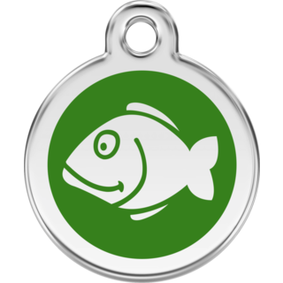 Red Dingo Enamel Fish Tag - Green - Lifetime Guarantee - Cat, Dog, Pet ID Tag Engraved