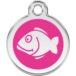 Red Dingo Enamel Fish Tag - Hot Pink - Lifetime Guarantee - Cat, Dog, Pet ID Tag Engraved