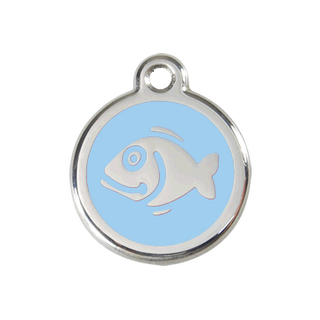 Red Dingo Enamel Fish Tag - Light Blue - Lifetime Guarantee - Cat, Dog, Pet ID Tag Engraved