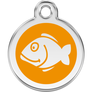 Red Dingo Enamel Fish Tag - Orange - Lifetime Guarantee - Cat, Dog, Pet ID Tag Engraved