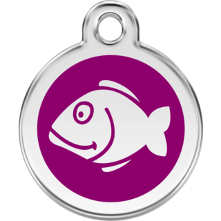 Red Dingo Enamel Fish Tag - Purple - Lifetime Guarantee - Cat, Dog, Pet ID Tag Engraved