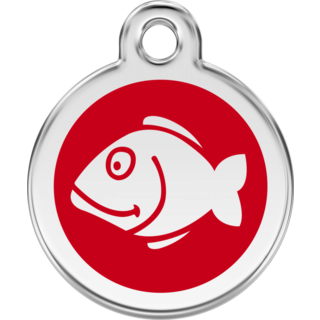 Red Dingo Enamel Fish Tag - Red - Lifetime Guarantee - Small