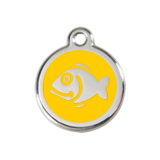 Red Dingo Enamel Fish Tag - Yellow - Lifetime Guarantee - Cat, Dog, Pet ID Tag Engraved