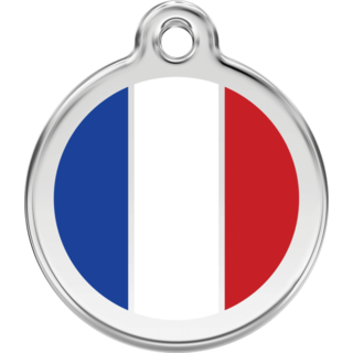 Red Dingo French Flag Tag - Lifetime Guarantee - Cat, Dog, Pet ID Tag Engraved