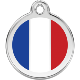 Red Dingo French Flag Tag - Lifetime Guarantee - Cat, Dog, Pet ID Tag Engraved