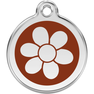 Red Dingo Flower Brown Tag - Lifetime Guarantee - Cat, Dog, Pet ID Tag Engraved