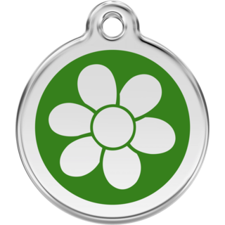 Red Dingo Flower Green Tag - Lifetime Guarantee - Cat, Dog, Pet ID Tag Engraved