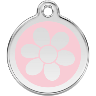 Red Dingo Flower Pink Tag - Lifetime Guarantee - Cat, Dog, Pet ID Tag Engraved