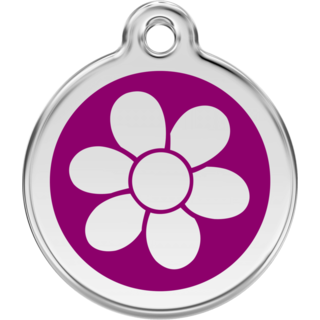 Red Dingo Flower Purple Tag - Lifetime Guarantee [size: Large] - Cat, Dog, Pet ID Tag Engraved