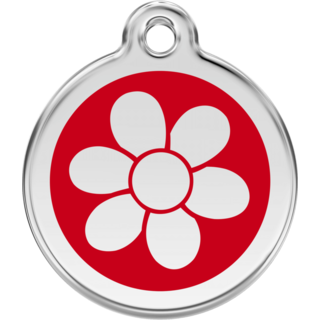 Red Dingo Flower Red Tag - Lifetime Guarantee [size: Large] - Cat, Dog, Pet ID Tag Engraved