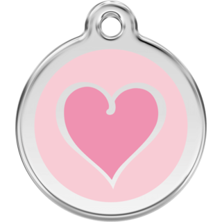 Red Dingo Enamel Hot Pink/Pink Heart Tag  - Lifetime Guarantee [size: Large] - Cat, Dog, Pet ID Tag Engraved