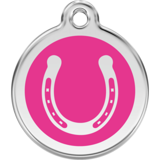 Red Dingo Horse Shoe Hot Pink Tag - Lifetime Guarantee - Cat, Dog, Pet ID Tag Engraved