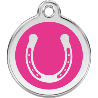 Red Dingo Horse Shoe Hot Pink Tag - Lifetime Guarantee - Cat, Dog, Pet ID Tag Engraved