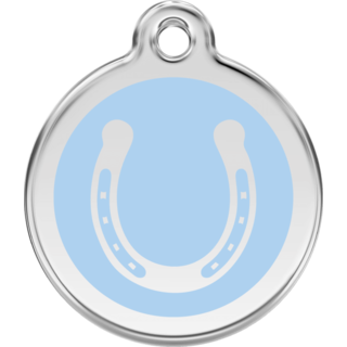 Red Dingo Horse Shoe Light Blue Tag - Lifetime Guarantee [size: Large] - Cat, Dog, Pet ID Tag Engraved