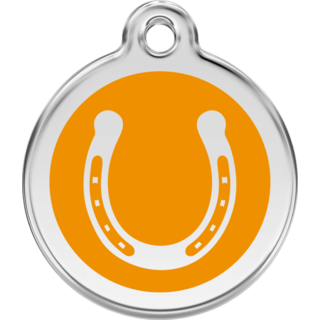 Red Dingo Horse Shoe Black Orange Tag - Lifetime Guarantee - Cat, Dog, Pet ID Tag Engraved