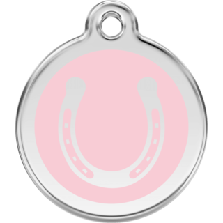 Red Dingo Horse Shoe Pink Tag - Lifetime Guarantee - Cat, Dog, Pet ID Tag Engraved