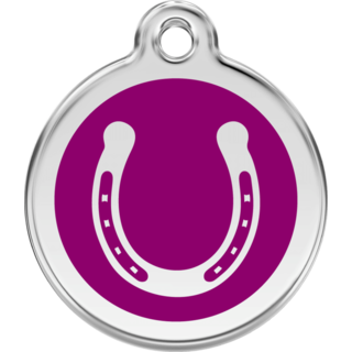 Red Dingo Horse Shoe Purple Tag - Lifetime Guarantee - Large - Cat, Dog, Pet ID Tag Engraved