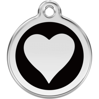 Red Dingo Enamel Black Heart Tag - Lifetime Guarantee - Cat, Dog, Pet ID Tag Engraved