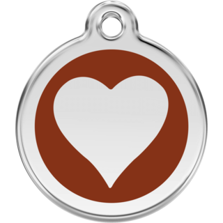 Red Dingo Enamel Brown Heart Tag  - Lifetime Guarantee [size: Large] - Cat, Dog, Pet ID Tag Engraved