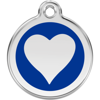 Red Dingo Enamel Dark Blue Heart Tag - Lifetime Guarantee - Cat, Dog, Pet ID Tag Engraved