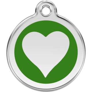 Red Dingo Enamel Green Heart Tag - Lifetime Guarantee - Cat, Dog, Pet ID Tag Engraved