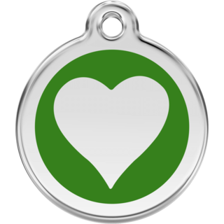 Red Dingo Enamel Green Heart Tag  - Lifetime Guarantee [size: Large] - Cat, Dog, Pet ID Tag Engraved