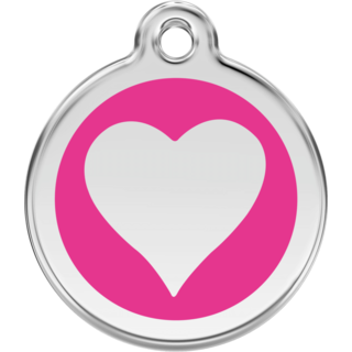 Red Dingo Enamel Hot Pink Heart Tag - Lifetime Guarantee - Cat, Dog, Pet ID Tag Engraved