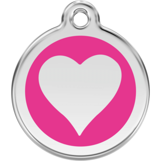 Red Dingo Hot Pink Heart Tag - Large - Lifetime Guarantee - Cat, Dog, Pet ID Tag Engraved