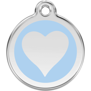Red Dingo Enamel Light Blue Heart Tag - Lifetime Guarantee - Cat, Dog, Pet ID Tag Engraved