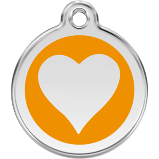 Red Dingo Enamel Orange Heart Tag - Lifetime Guarantee - Cat, Dog, Pet ID Tag Engraved