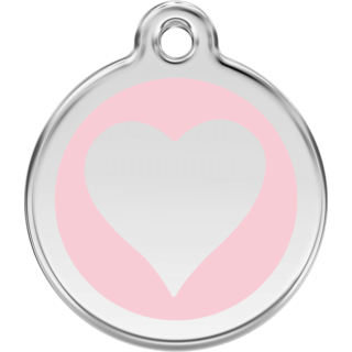 Red Dingo Enamel Pink Heart Tag - Lifetime Guarantee - Cat, Dog, Pet ID Tag Engraved