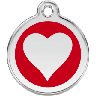 Red Dingo Enamel Red Heart Tag - Lifetime Guarantee - Cat, Dog, Pet ID Tag Engraved