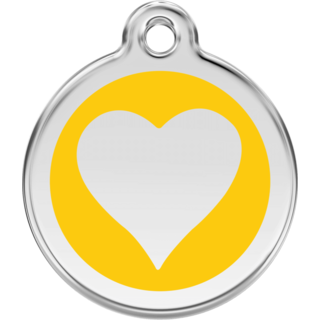 Red Dingo Enamel Yellow Heart Tag  - Lifetime Guarantee [size: Large] - Cat, Dog, Pet ID Tag Engraved