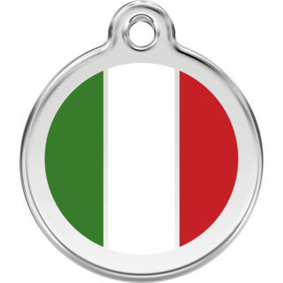Red Dingo Italian Flag Tag  - Lifetime Guarantee [size: Large] - Cat, Dog, Pet ID Tag Engraved