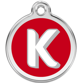 Red Dingo Alphabet "K" - Lifetime Guarantee - Cat, Dog, Pet ID Tag Engraved