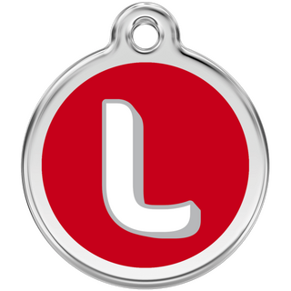 Red Dingo Alphabet "L" - Lifetime Guarantee - Cat, Dog, Pet ID Tag Engraved