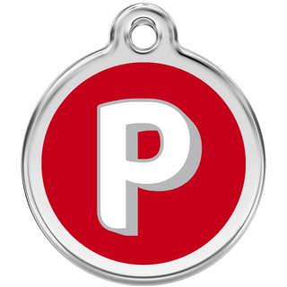 Red Dingo Alphabet "P" - Lifetime Guarantee - Cat, Dog, Pet ID Tag Engraved