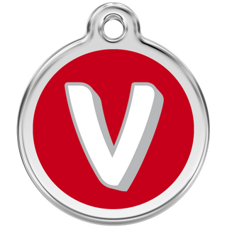 Red Dingo Alphabet "V" - Lifetime Guarantee - Cat, Dog, Pet ID Tag Engraved