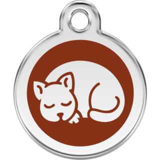 Red Dingo Enamel Kitten Tag - Brown - Lifetime Guarantee - Cat, Dog, Pet ID Tag Engraved