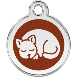 Red Dingo Enamel Kitten Tag - Brown  - Lifetime Guarantee - Cat, Dog, Pet ID Tag Engraved