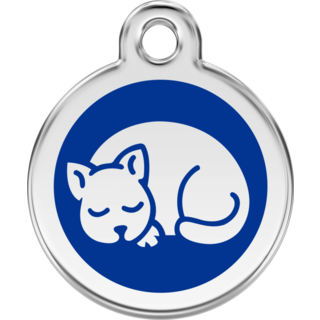 Red Dingo Enamel Kitten Tag - Dark Blue  - Lifetime Guarantee - Cat, Dog, Pet ID Tag Engraved