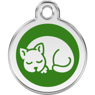Red Dingo Enamel Kitten Tag - Green  - Lifetime Guarantee - Cat, Dog, Pet ID Tag Engraved