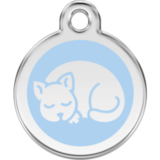 Red Dingo Enamel Kitten Tag - Light Blue  - Lifetime Guarantee - Cat, Dog, Pet ID Tag Engraved